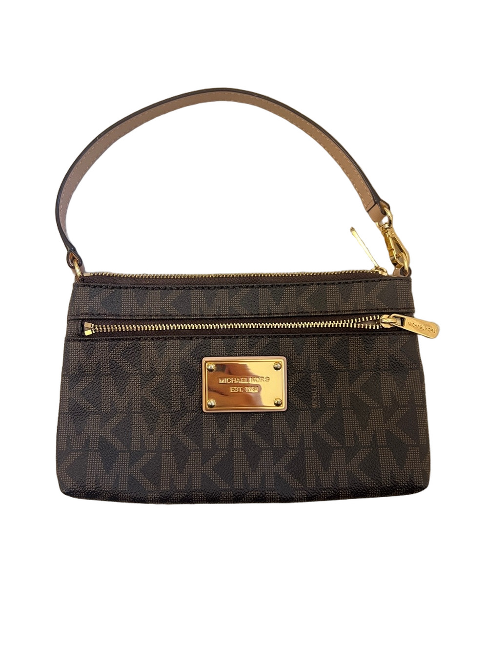 NWOT Michael Kors Brown Logo Wristlet Pouch